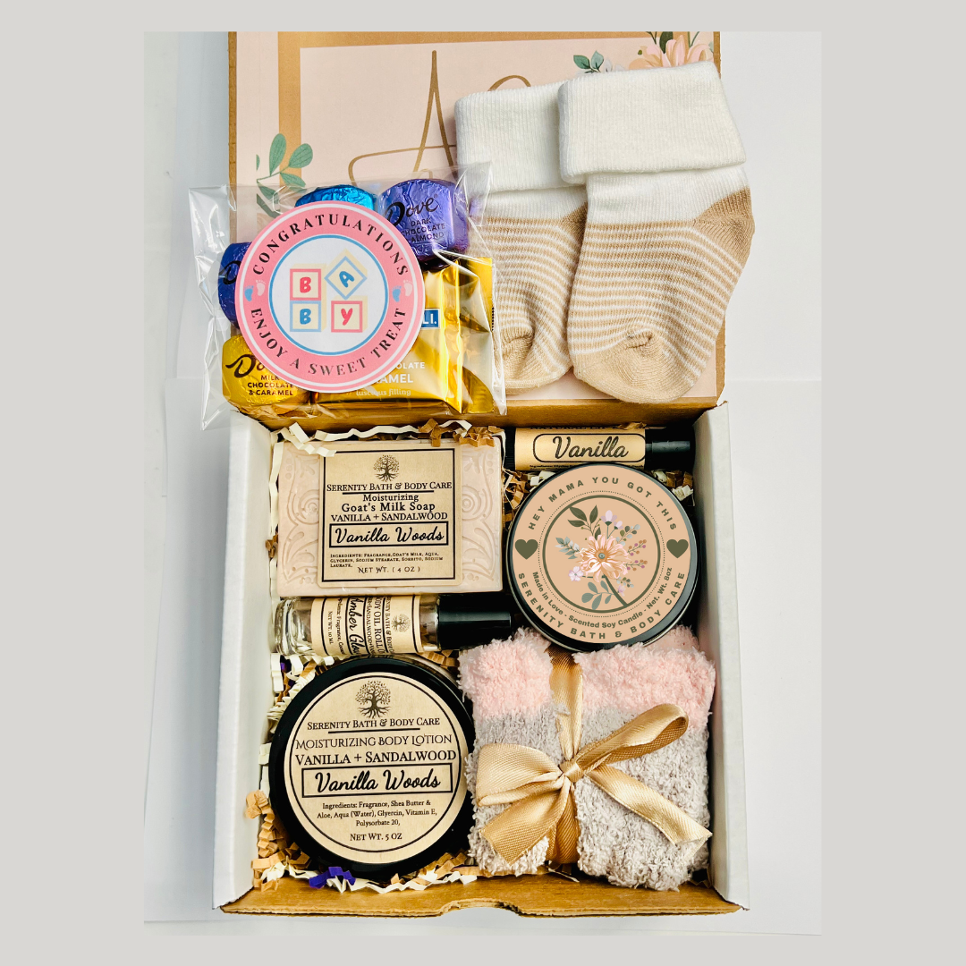 New Mom and New Baby Spa Gift Box, Self Care Package for Her, New Parents Gift Basket, New Mom Gift Basket, Congrats New Mom Gift