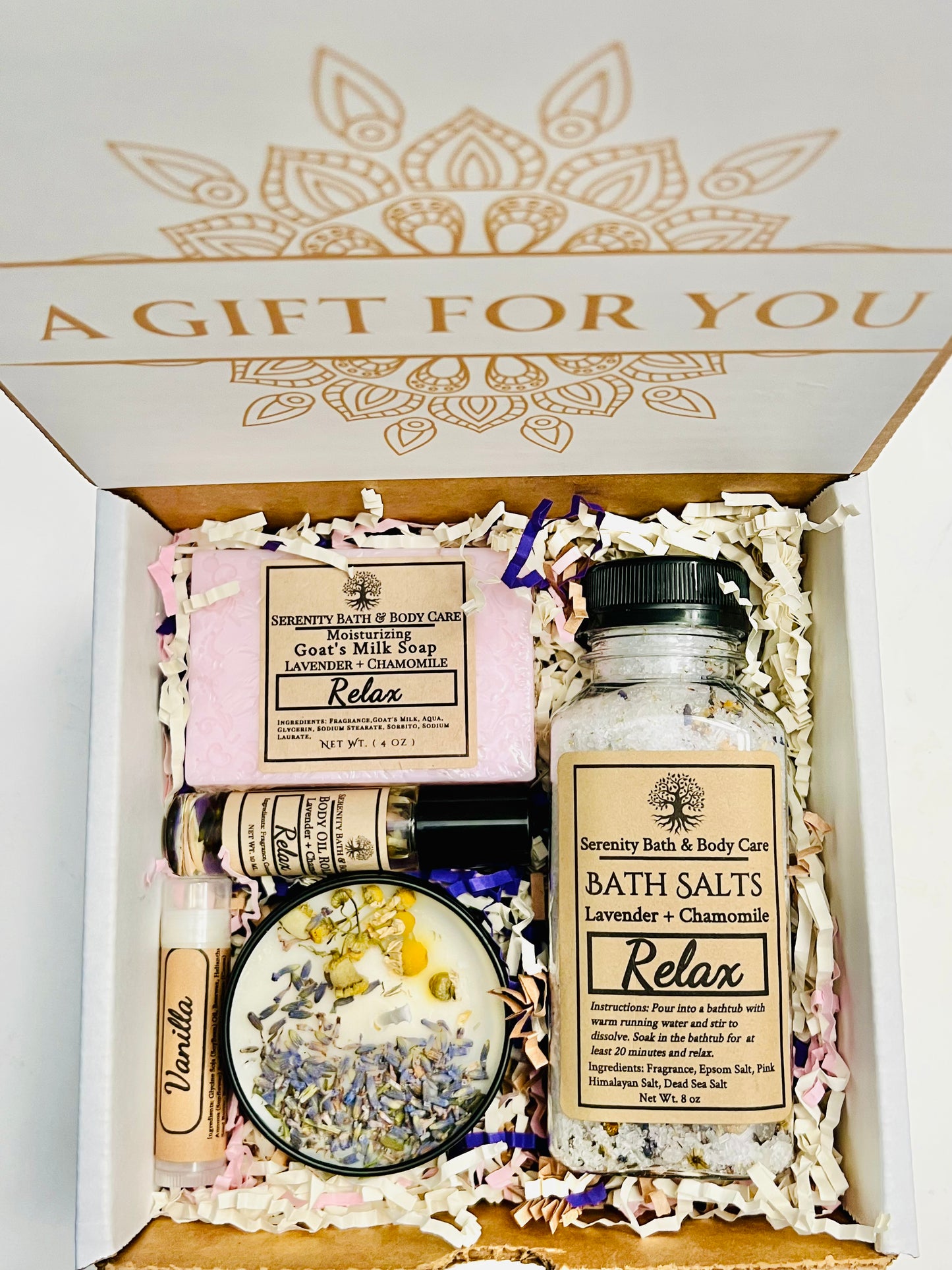 5-Piece Relax Spa Gift Box Birthday Gift, Mother's Day Gift, Valentine's Day Gift, Self Care Package for Her, Thinking of you Gift for Women