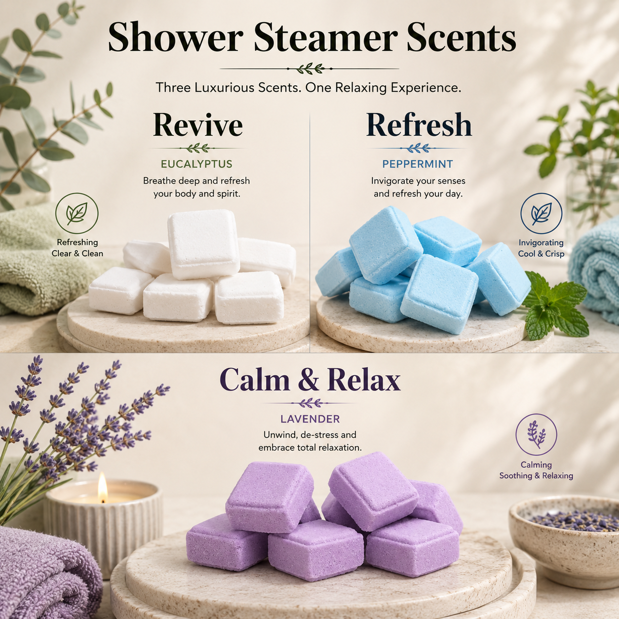 Calm & Relax, Revive and Refresh Shower Steamers-Build a Box