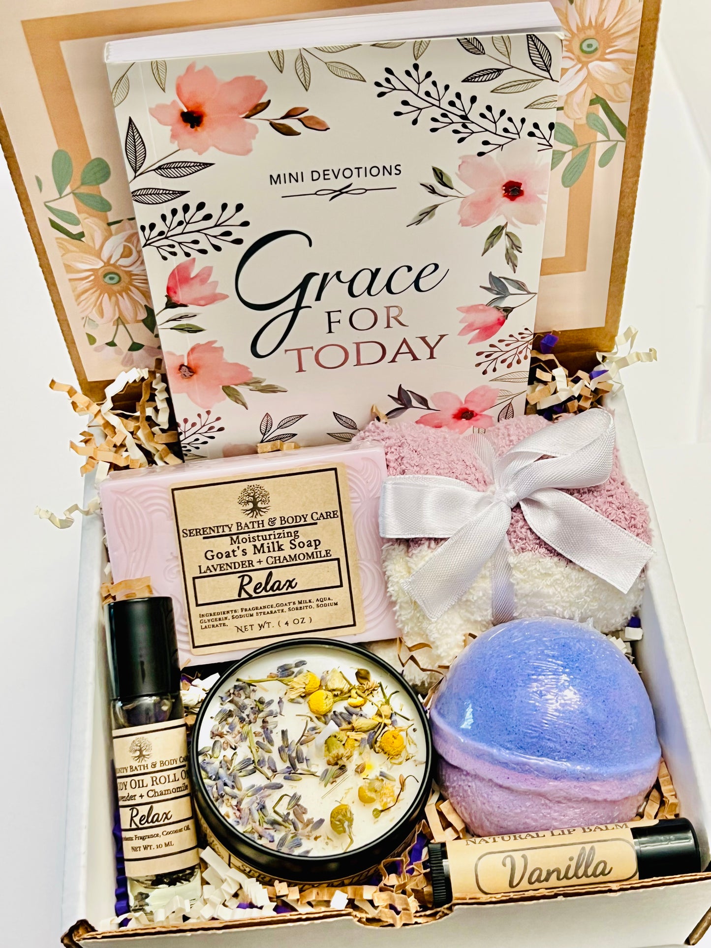 Christian Gifts for Women, Devotional Gifts for Women, Spa Gift Box for Her, Grace for Today Devotional Book, Relaxation Gift Box for Women