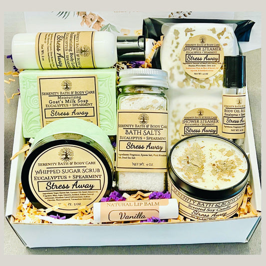 A Gift for Her, Stress Away Spa Gift Box, Self Care Gift Box, Relaxation Bath and Body Spa Gift Set, Employee Gifts, Birthday Gifts, Thank you Gifts, Mom Gifts