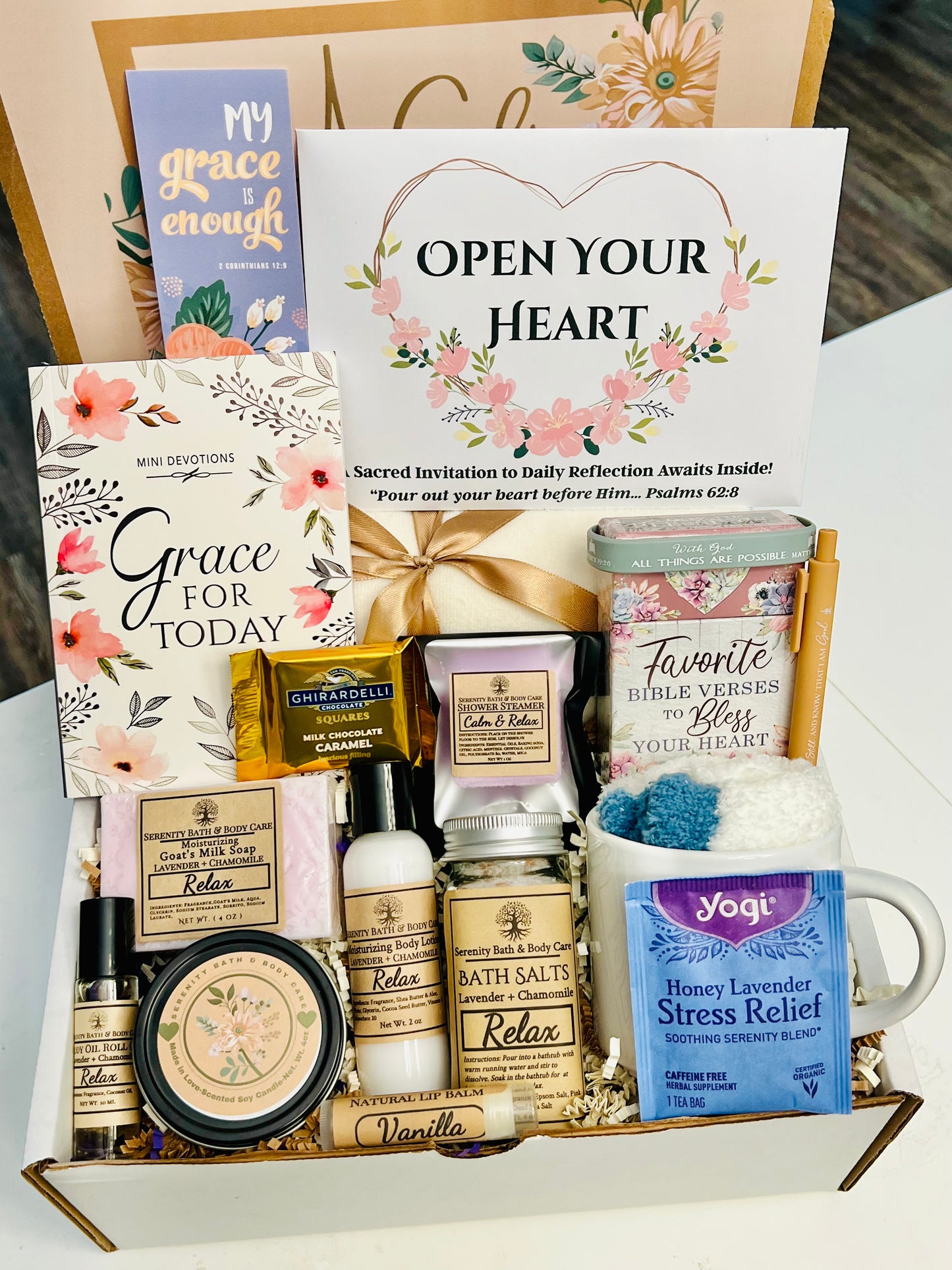 Christian Self Care Gift Box for Women – Devotion Book, Bible Verse Cards, Deluxe Spa Set & Mug – Faith-Based Encouragement Gift for Her, Christmas Gift Idea