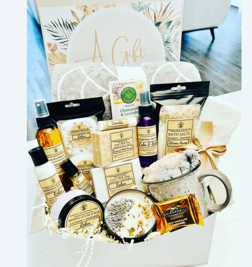 Deluxe 22-Piece Spa Gift Basket with Blanket| Self Care Gift for Women| Hygge Gifts for Her