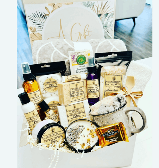 Deluxe 22-Piece Spa Gift Basket with Blanket| Self Care Gift for Women| Hygge Gifts for Her