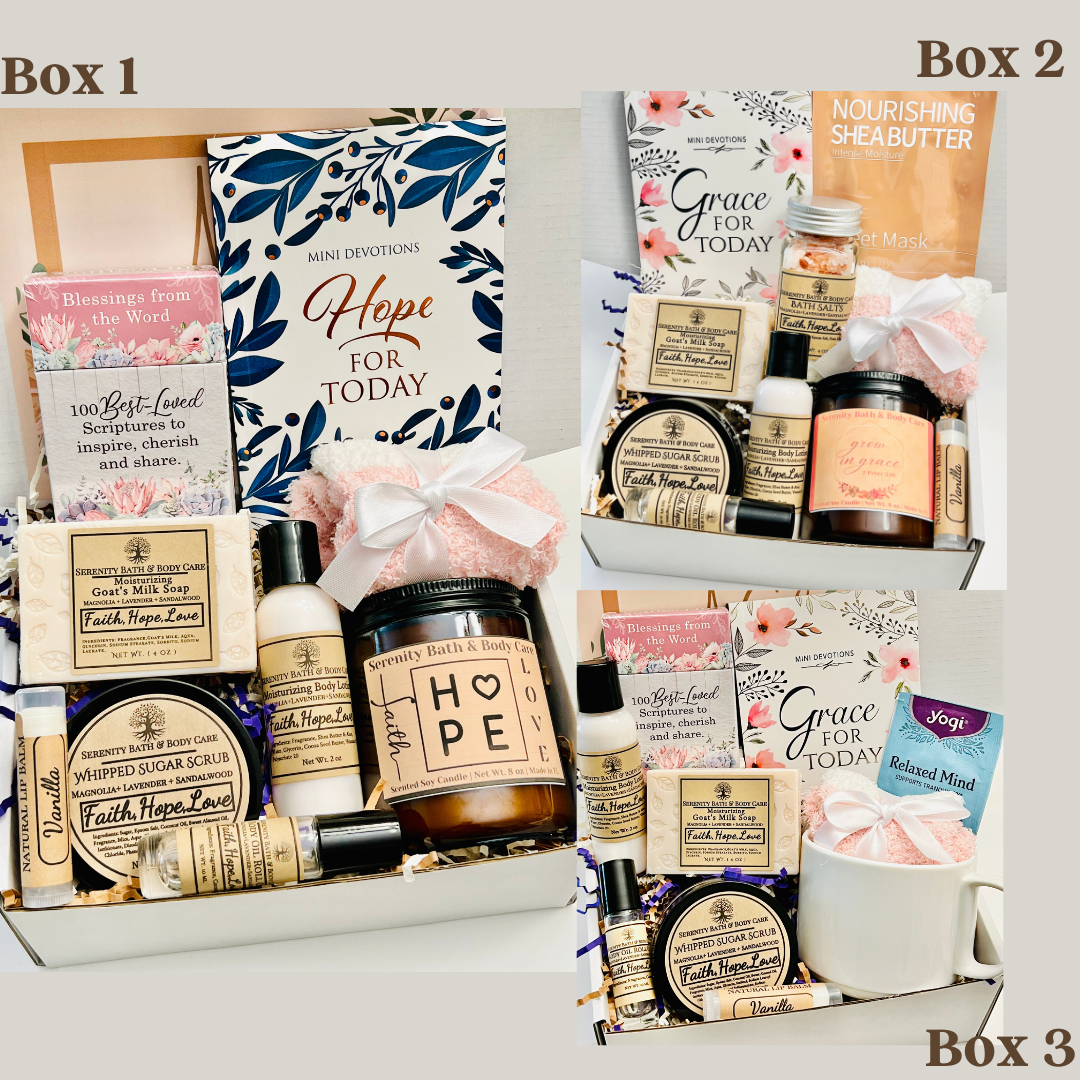 A Christian Devotional Gift Box for Women, Faith, Hope, Love Gift Box, Christmas Gift, Mom Gift, Birthday Gift, Care Package, Spa Gift Basket