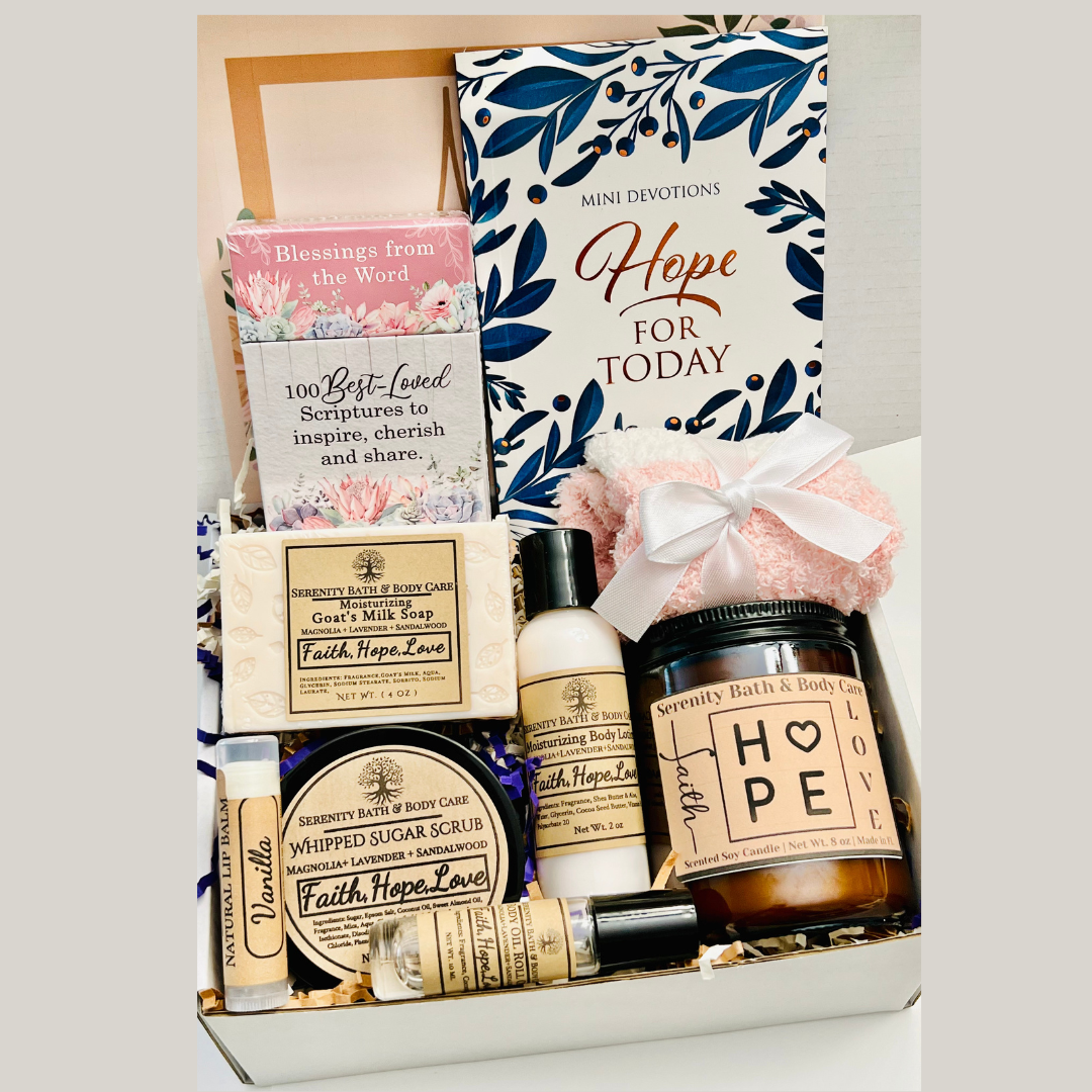 A Christian Devotional Gift Box for Women, Faith, Hope, Love Gift Box, Christmas Gift, Mom Gift, Birthday Gift, Care Package, Spa Gift Basket
