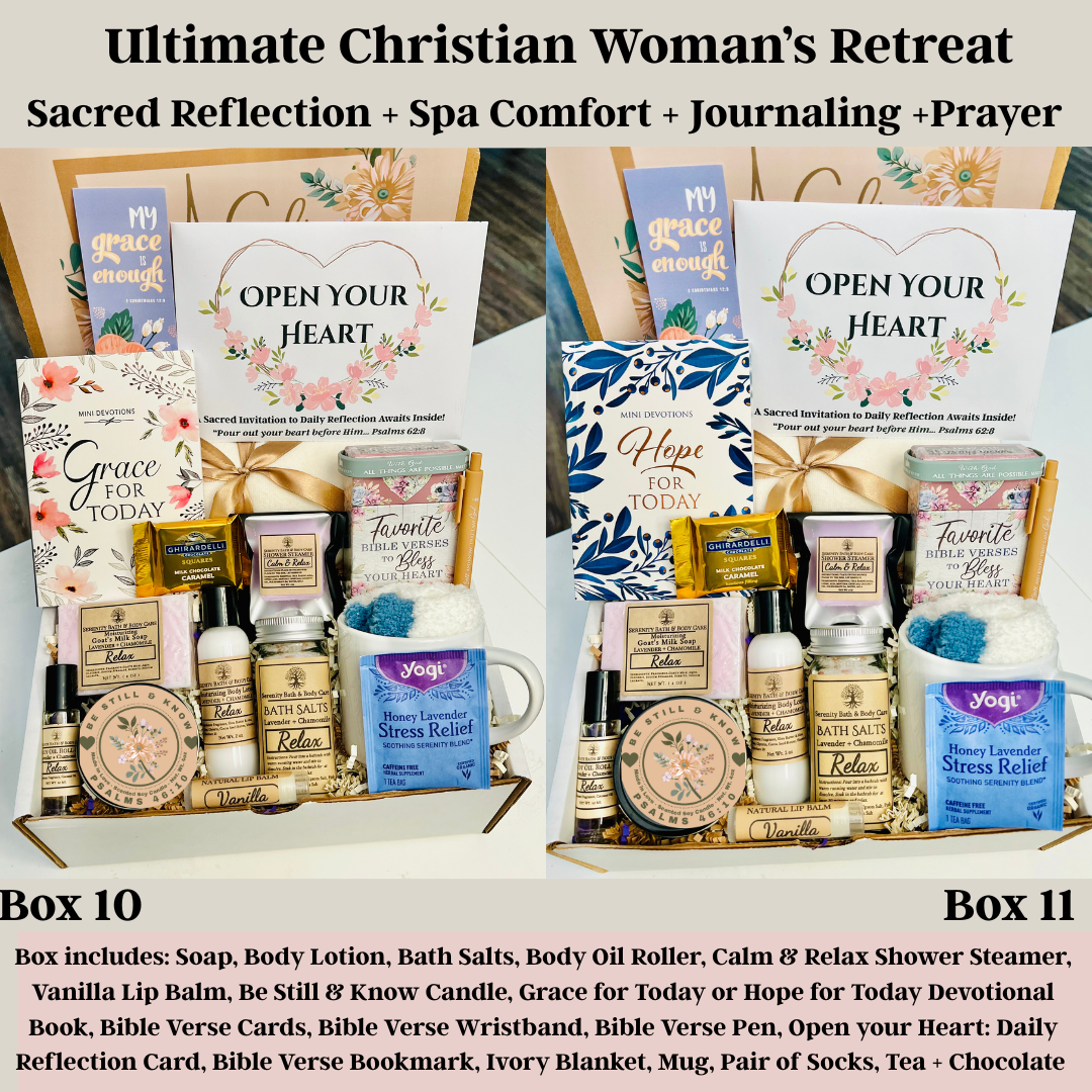 Christian Devotional Gift Box for Women, Faith-Based Self Care Gift for Encouragement, Birthday, Christmas, Thinking of you, or Get Well