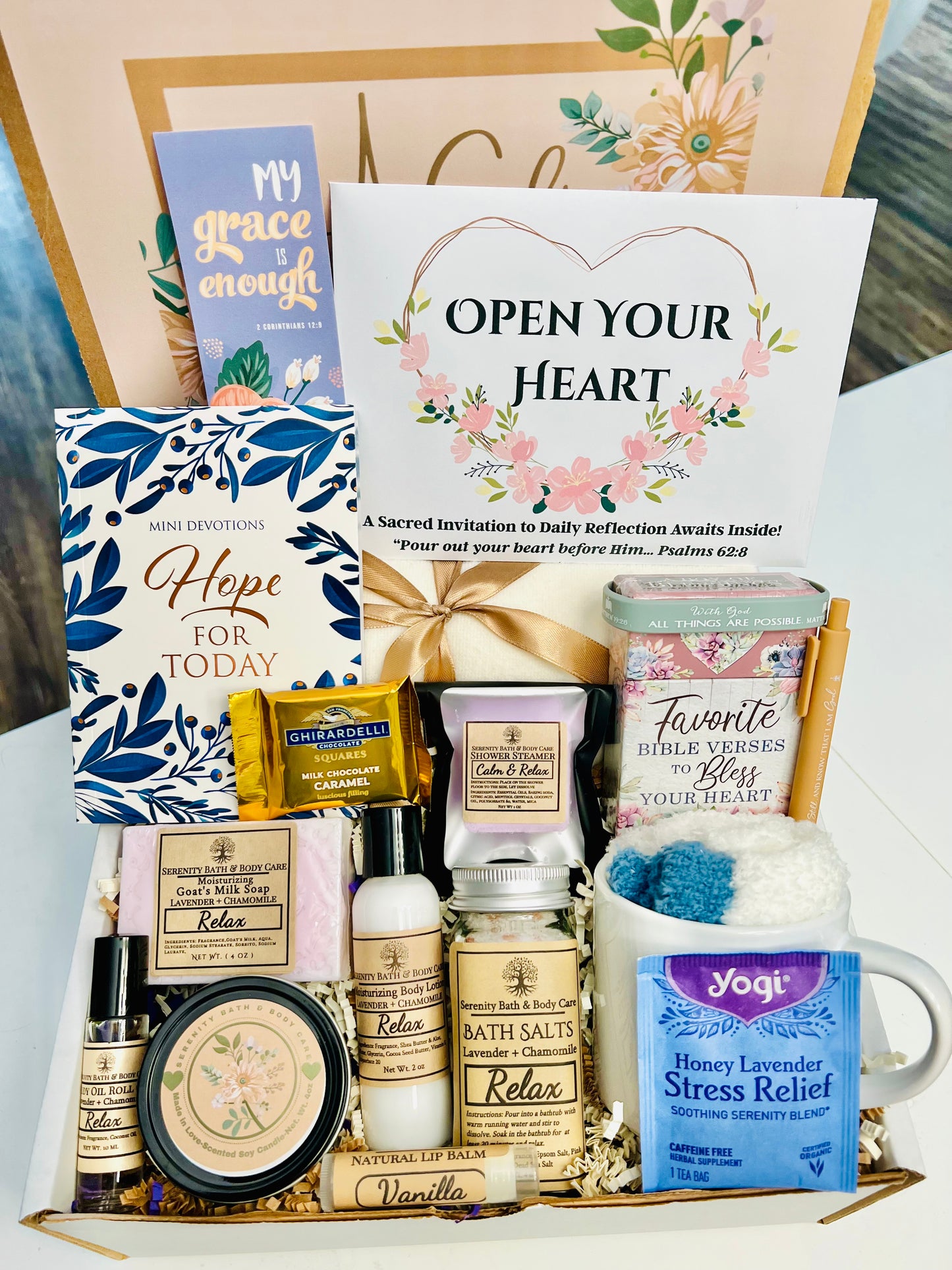 Christian Self Care Gift Box for Women – Devotion Book, Bible Verse Cards, Deluxe Spa Set & Mug – Faith-Based Encouragement Gift for Her, Christmas Gift Idea