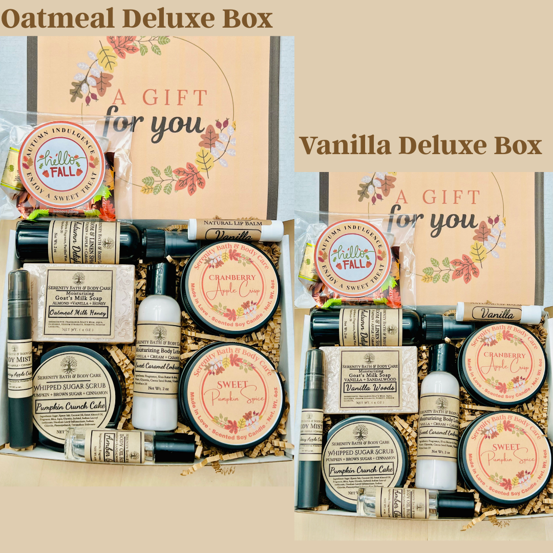 seasonal fall spa gift boxes with treats