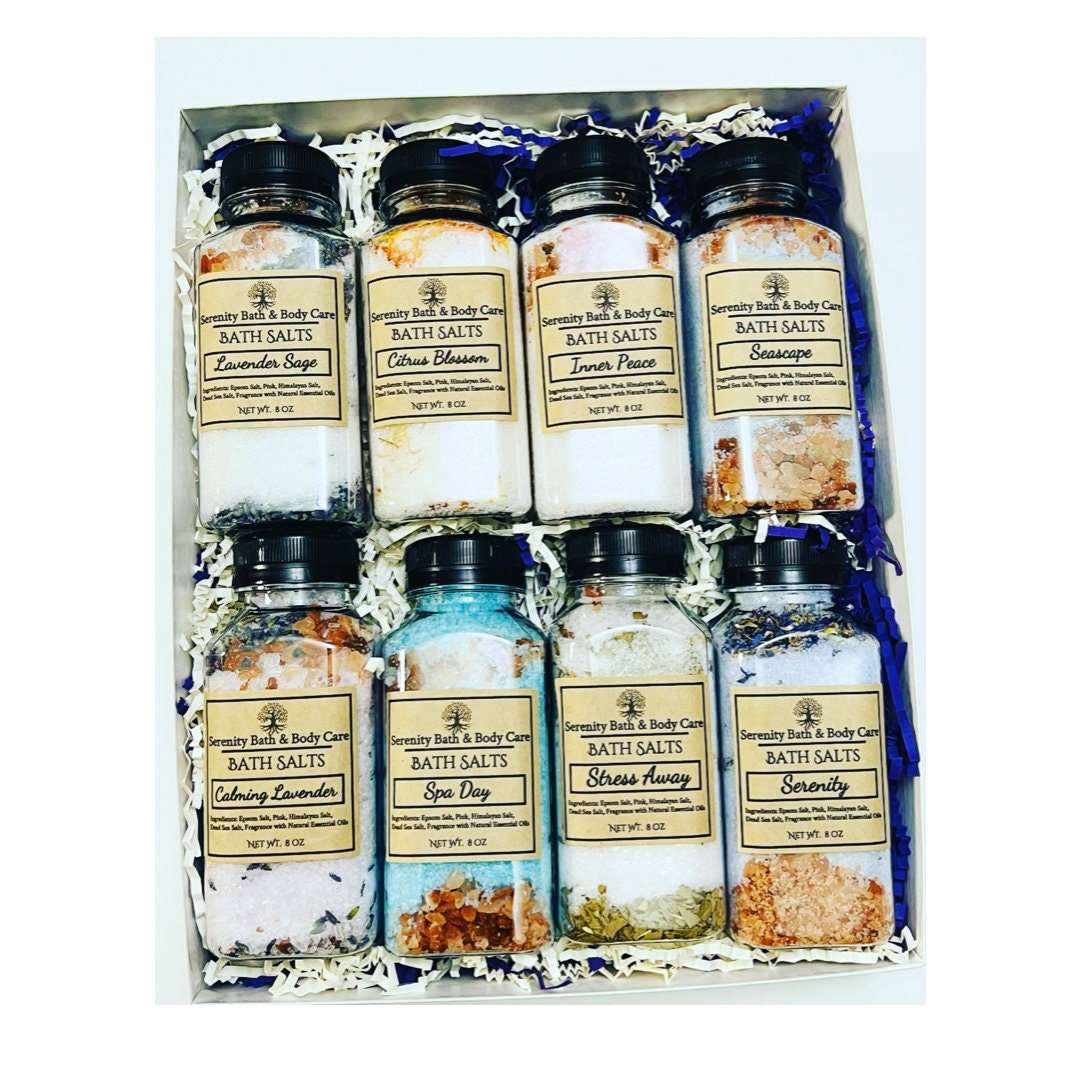 8 Piece Deluxe Bath Salts Gift Set| Self Care Gift for Women