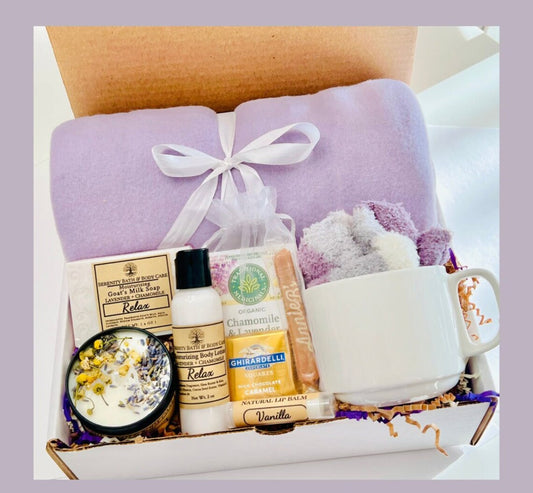 A Gift for Her, Hygge Gift Box with Blanket, Spa Gift Box for Women, Self-Care Package, Birthday Gift Basket, Mom Gifts, Relaxation Gifts, Thinking of you Gifts, Sympathy Gifts