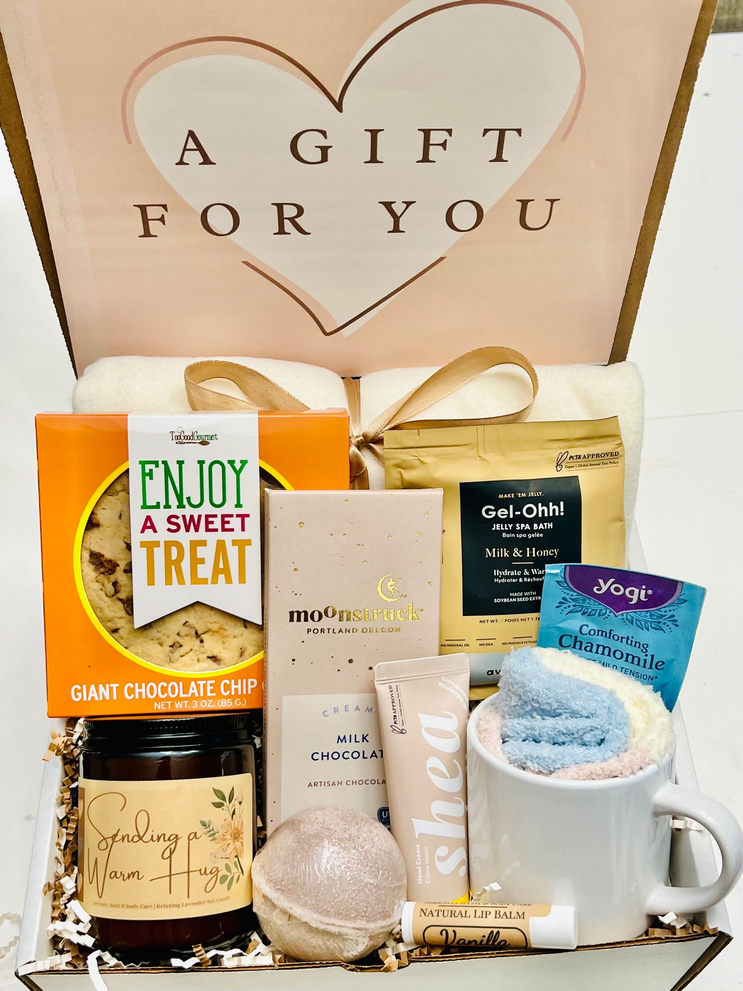 Sending a Hug Gift Box – Cozy Hygge Care Package, Thinking of You & Sympathy Gift for Women