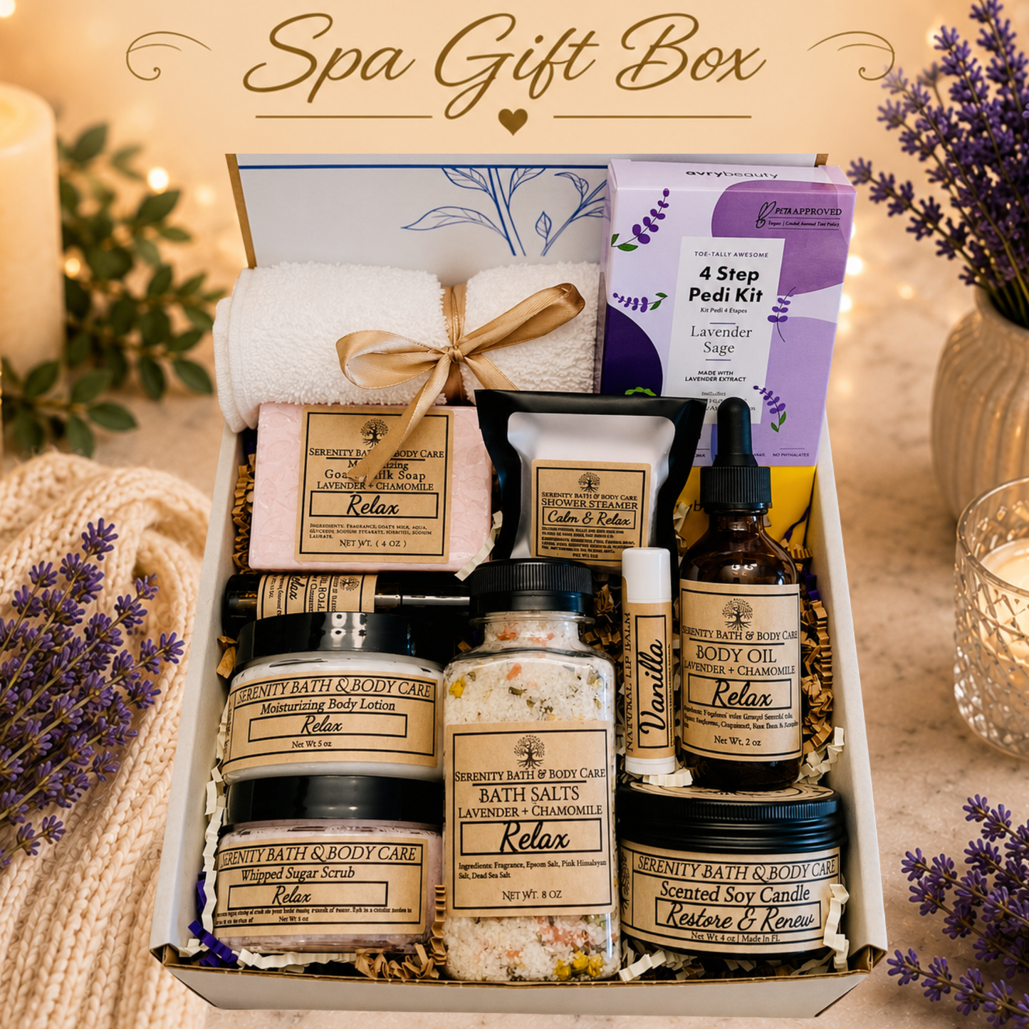 Deluxe Spa Gift Box for Women – Relaxation Gift Set for Birthday, Christmas, Thinking of You, Thank you, & Self Care Gift for Her