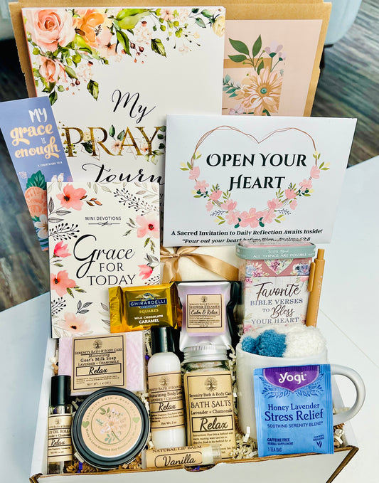 Christian Self Care Gift Box for Women – Prayer Journal, Devotions, Bible Verse Cards, Deluxe Spa Set & Mug – Faith-Based Encouragement Gift for Her, Christmas Gift for Women