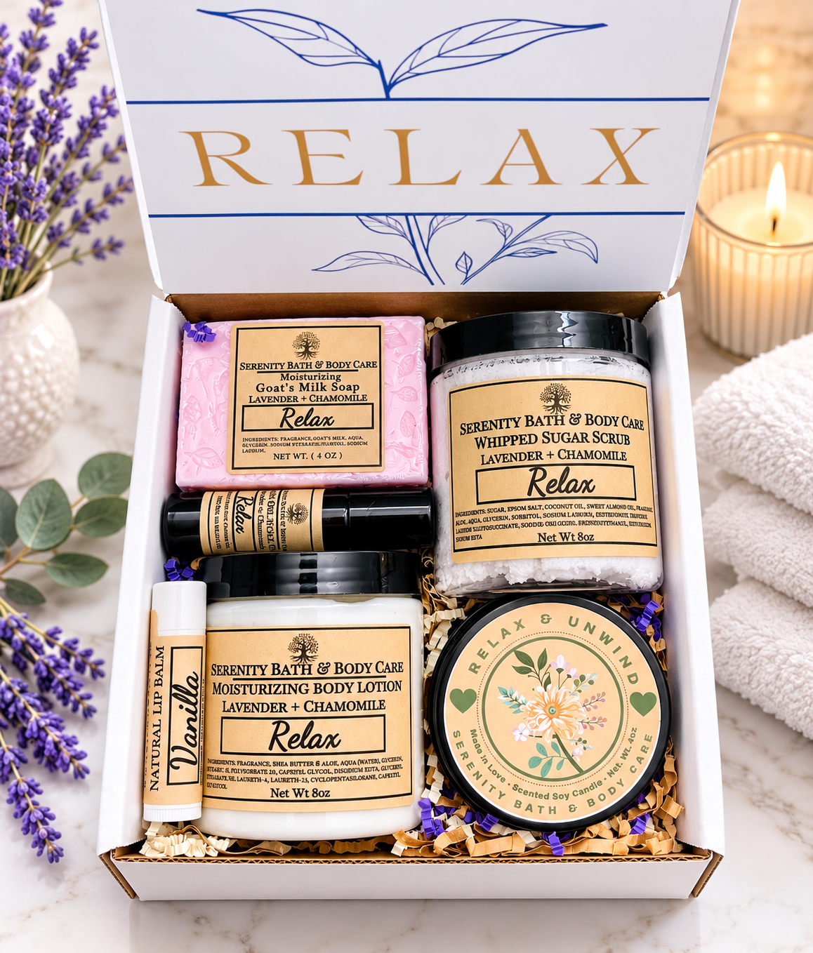 Spa Gift Box for Women – Relaxation Gift Set for Birthday, Christmas, Thinking of You, Thank you, & Self Care Gift for Her