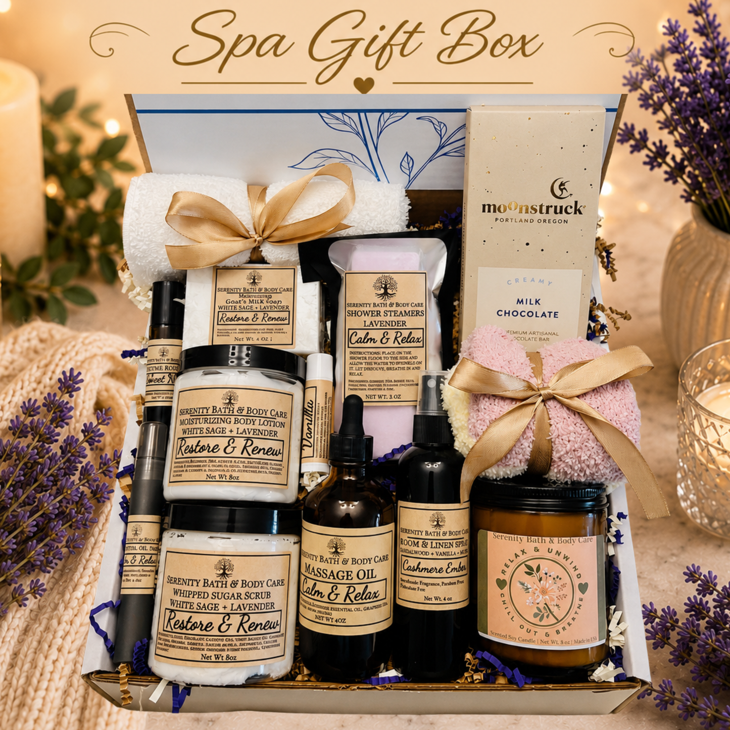 Luxury Deluxe Spa Gift Box for Women –  Relax Gift Set for Birthday, Christmas, Thinking of You, Thank you, & Self Care Gift for Her