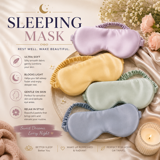 Solid Silk Satin Sleeping Mask Eye Mask- Build a Box
