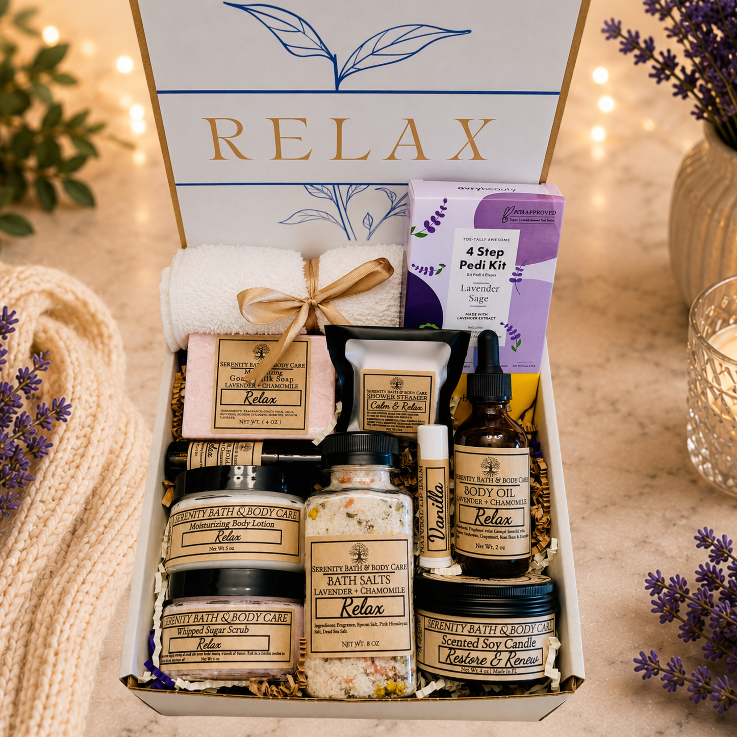 Deluxe Spa Gift Box for Women – Relaxation Gift Set for Birthday, Christmas, Thinking of You, Thank you, & Self Care Gift for Her