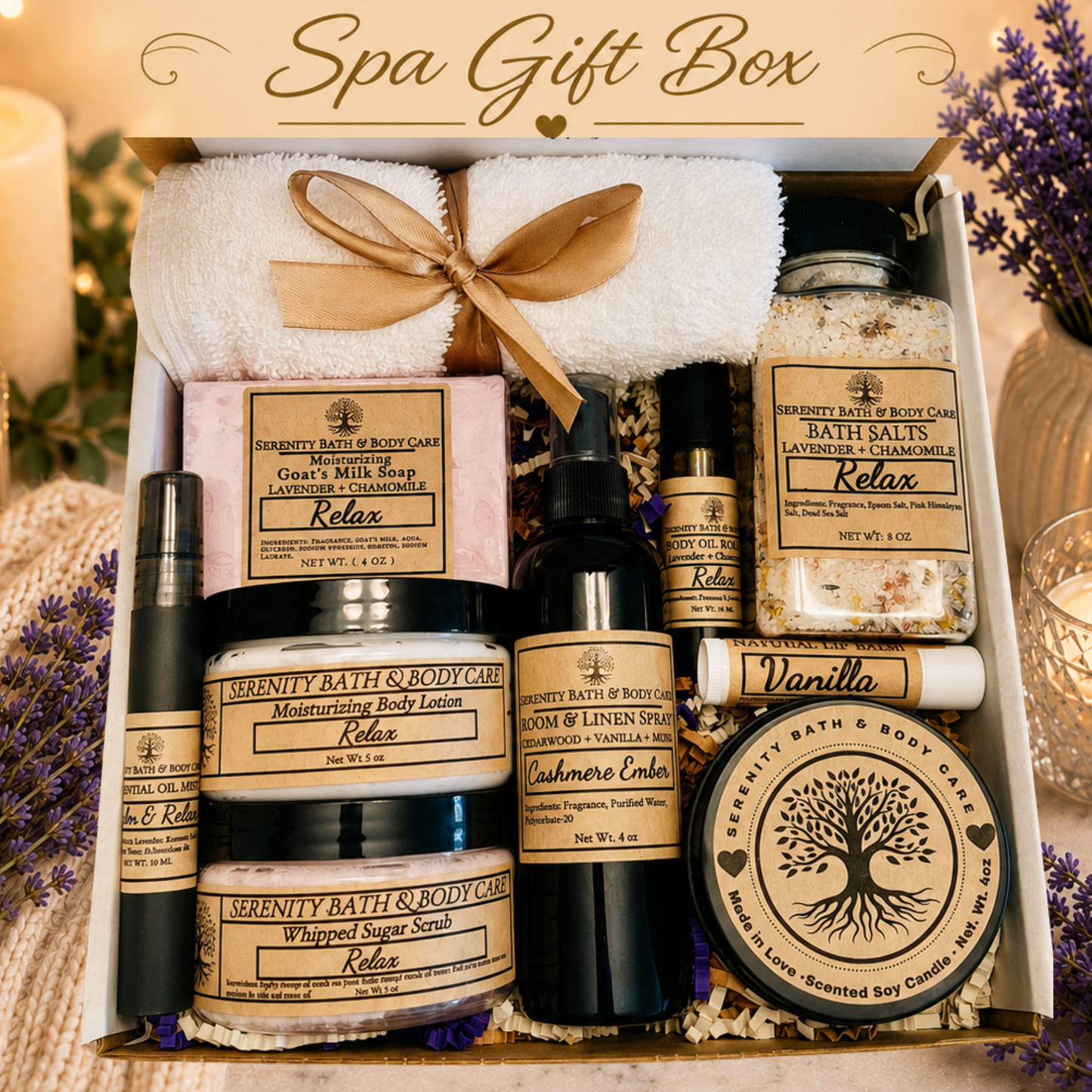 Luxury Spa Gift Box for Women – Relaxation Gift Set for Birthday, Christmas, Thinking of You, Thank you, & Self Care Gift for Her