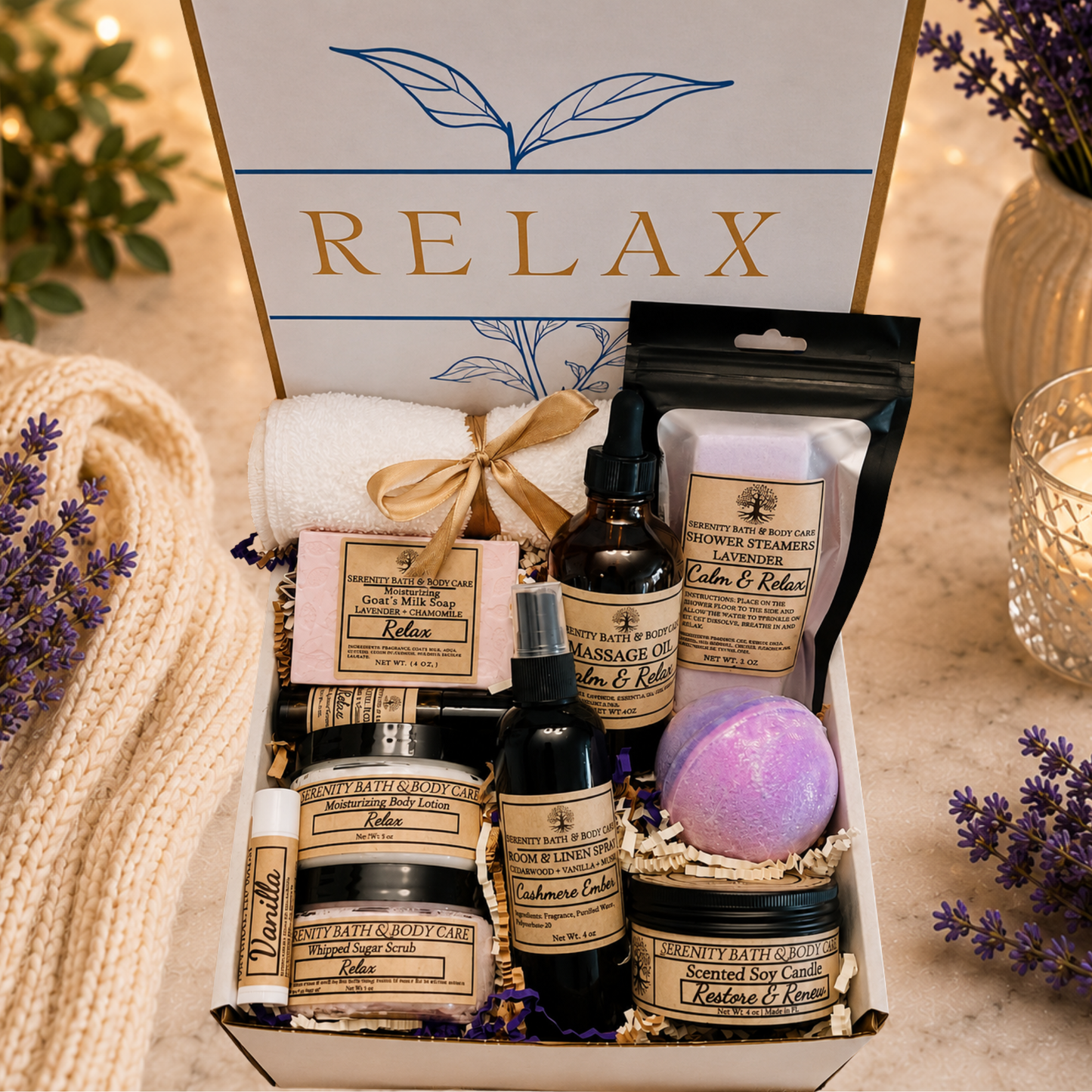Deluxe Spa Gift Box for Women –  Relax Gift Set for Birthday, Christmas, Thinking of You, Thank you, & Self Care Gift for Her
