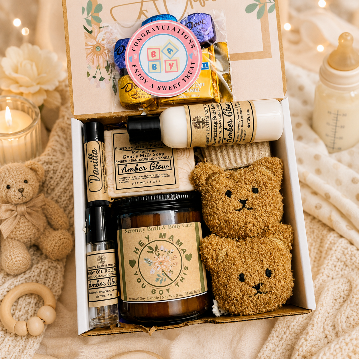 New Mom and New Baby Spa Gift Box, Self Care Package for Her, New Parents Gift Basket, New Mom Gift Basket, Congrats New Mom Gift