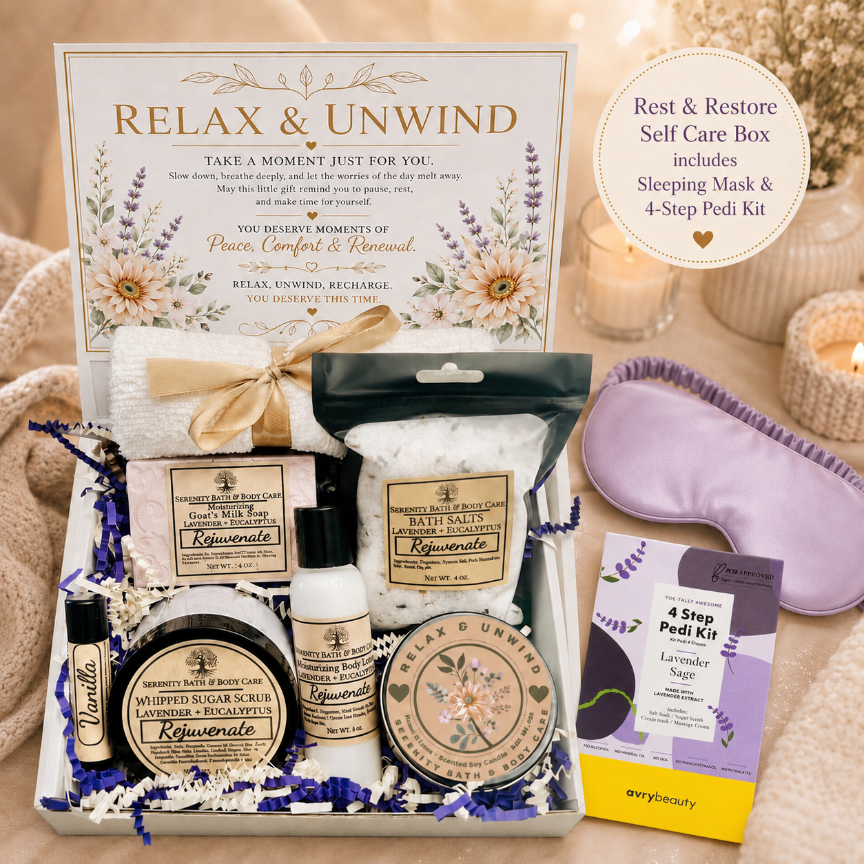 Spa Gift Box for Women | Self Care Gift for Birthday, Christmas, Thinking of You, Thank You & Coworker Gift for Her