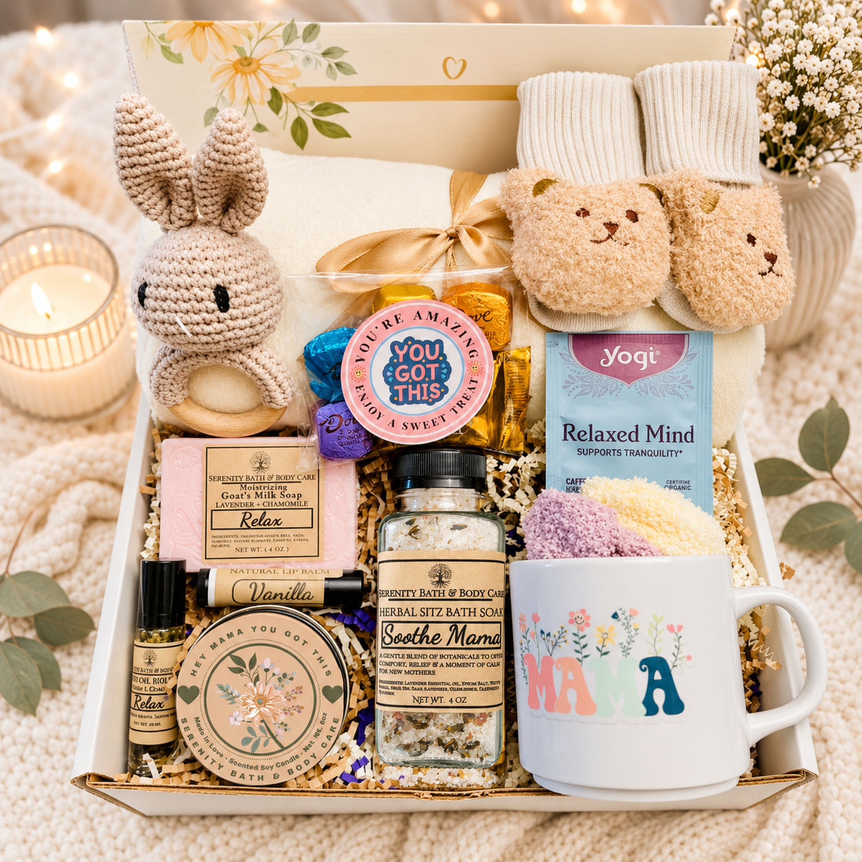 New Mom and New Baby Spa Gift Box, Self Care Package for Her, New Parents Gift Basket, New Mom Gift Basket, Congrats New Mom Gift
