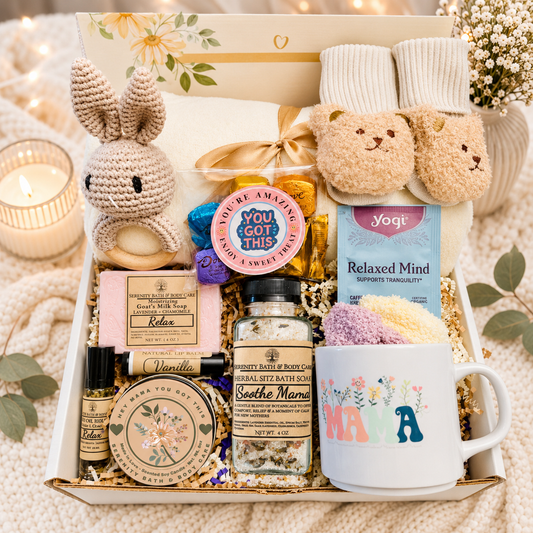 New Mom and New Baby Spa Gift Box, Self Care Package for Her, New Parents Gift Basket, New Mom Gift Basket, Congrats New Mom Gift