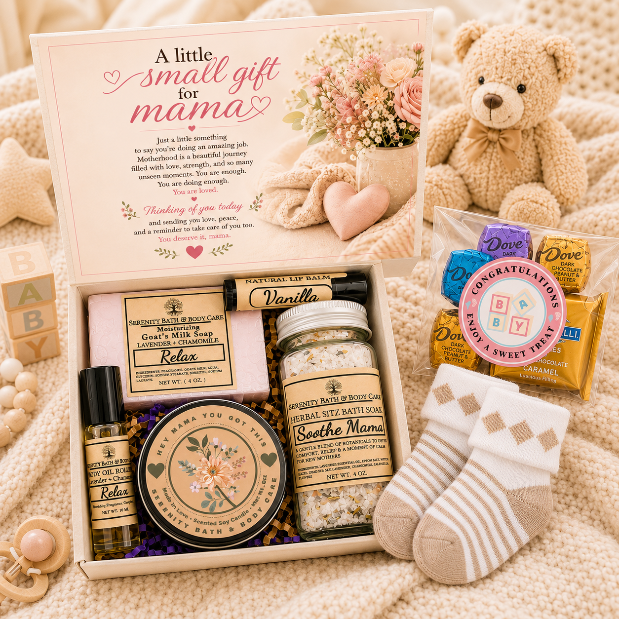 A Little Gift for New Mom, New Baby Spa Gift Box, Self Care Package for Her, Postpartum Gift, Congrats New Mom Gift