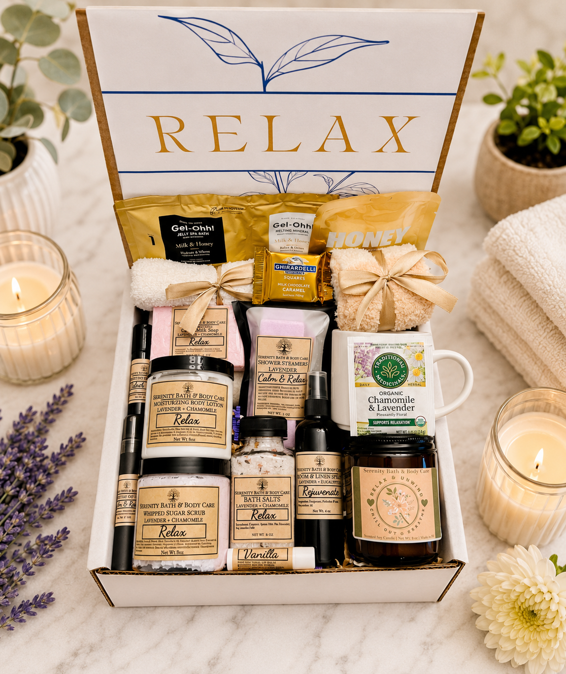 Deluxe Luxury Relax Spa Gift Box for Women – Birthday, Christmas, Thinking of You, Thank you, & Self Care Gift for Her
