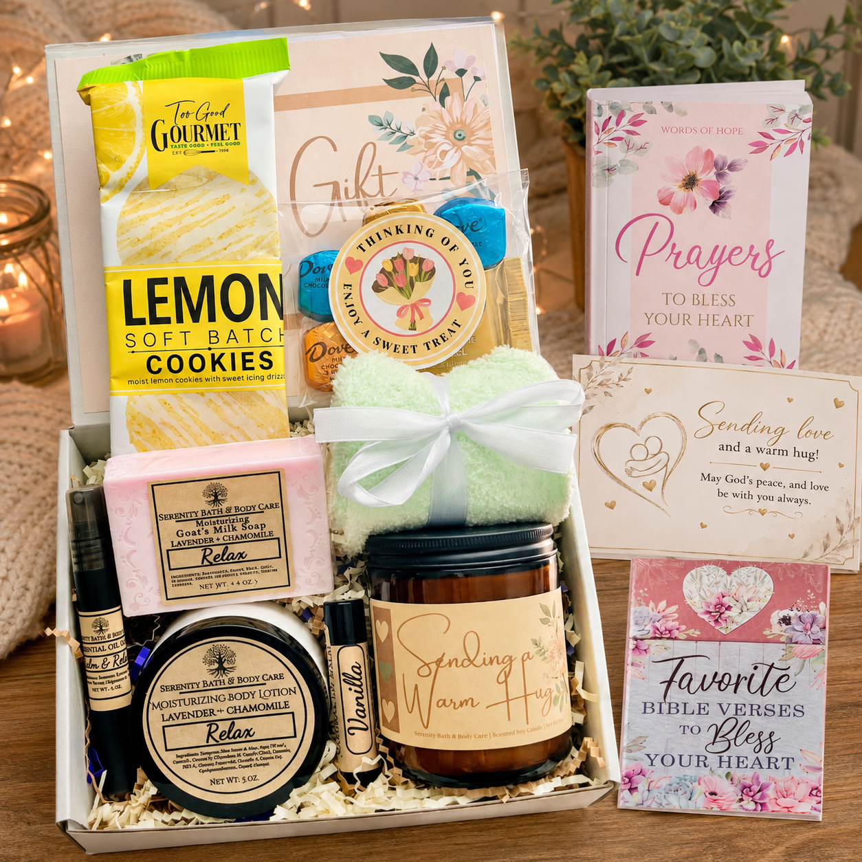 Warm Hugs & Blessings Gift Box for Women | Christian Care Package, Thinking of You Gift, Prayer Gift, Get Well & Encouragement Gift