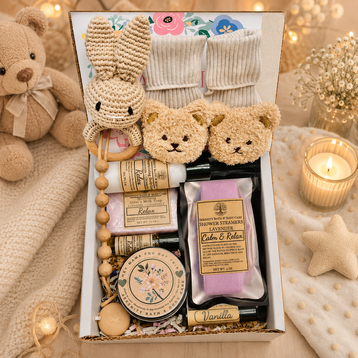 New Mom and New Baby Spa Gift Box, Self Care Package for Her, New Parents Gift Basket, New Mom Gift Basket, Congrats New Mom Gift