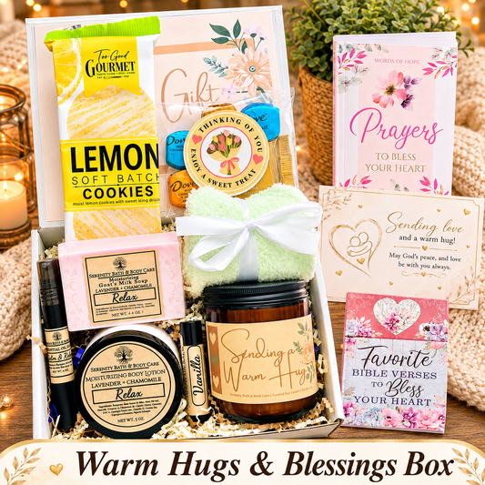 Warm Hugs & Blessings Gift Box for Women | Christian Care Package, Thinking of You Gift, Prayer Gift, Get Well & Encouragement Gift