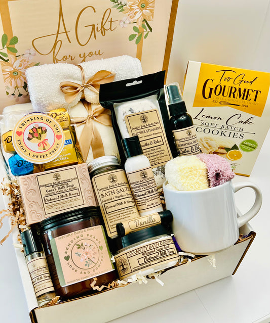 Sympathy Gift Basket, Thinking of You Spa Gift Box, Sending Peace, Hugs and Love Gift Basket, Gourmet Spa Gift Basket for Women