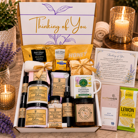 Deluxe Thinking of You Spa Gift Box for Women – Sending Peace & Comfort Gift Set; Sympathy Gift Basket for Her