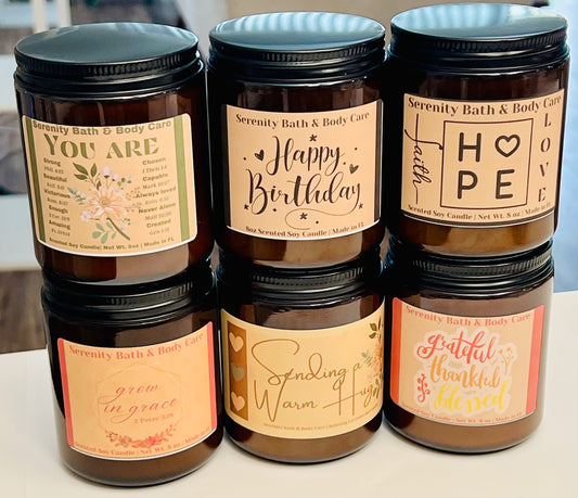 Hand poured Candles| 8oz Soy Candle Gifts | Candle Message Gift| Build a Box