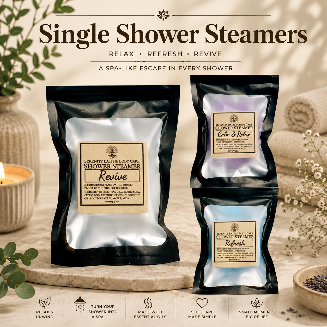Bulk Shower Steamers| Wholesale Shower Steamers-Set of 12| Event Favor Gifts| Christmas Stocking Stuffers