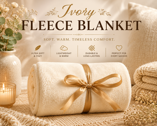 Build a Box-Cozy Ivory Fleece Throw Blanket 50x70