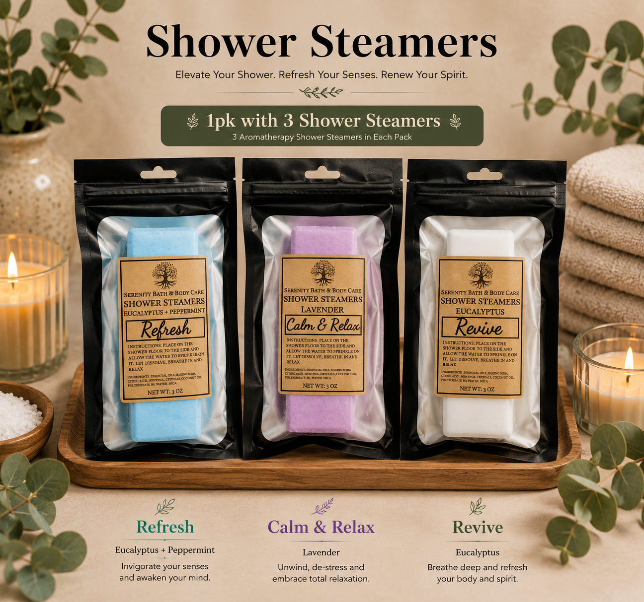 Calm & Relax, Revive and Refresh Shower Steamers-Build a Box
