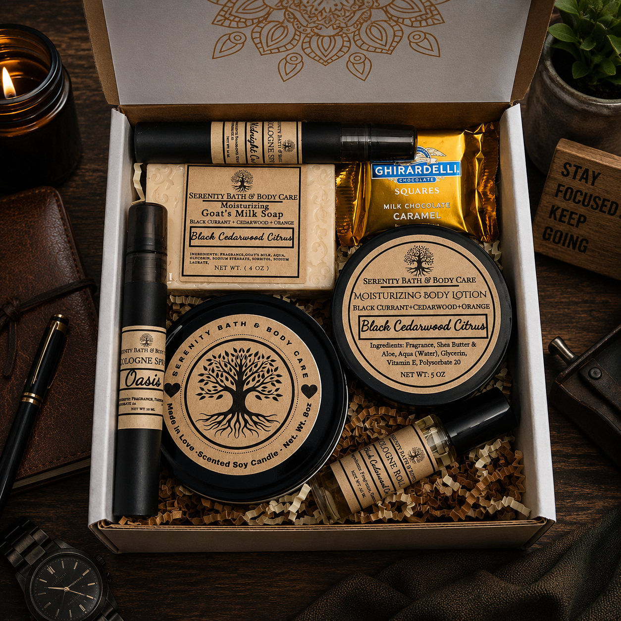 Men’s Gift Box | Luxury Self Care Set for Him | Father’s Day, Birthday, Christmas & Valentine’s Gift | Relaxation Spa Gift for Husband or Boyfriend