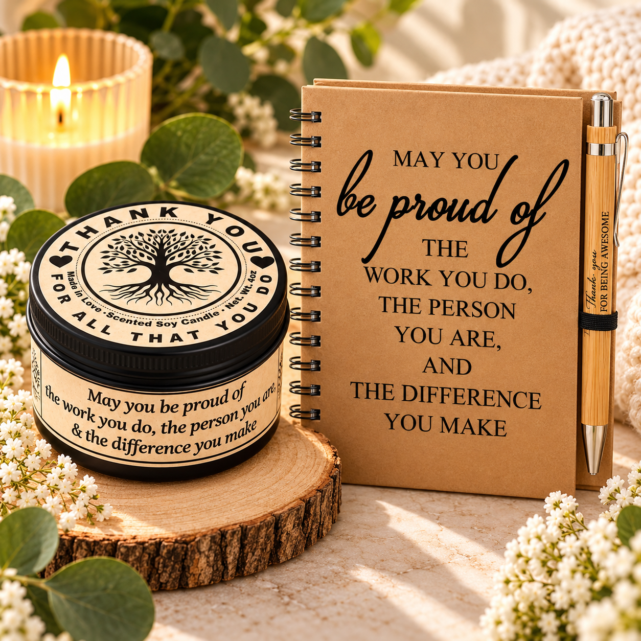 Employee Appreciation Gifts Inspirational Journal Notebook & Pen, Thank You Gift for Employees, Coworker, Team, Staff, Teacher, Nurse- Build a Box