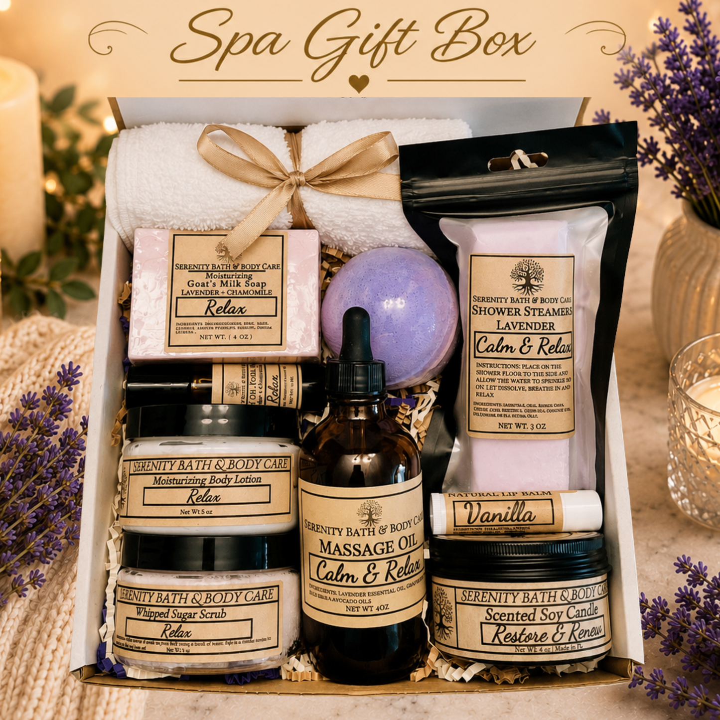 Luxury Spa Gift Box for Women – Relaxation Gift Set for Birthday, Christmas, Thinking of You, Thank you, & Self Care Gift for Her