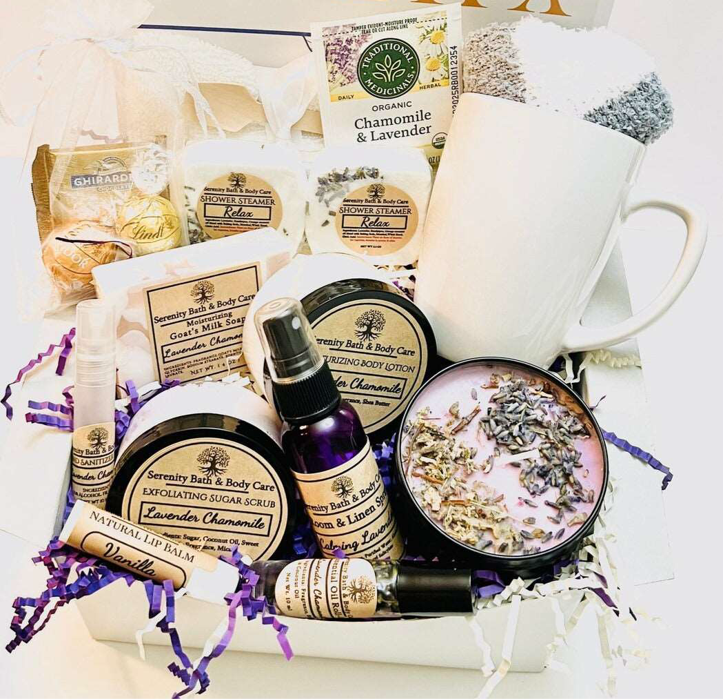 Hot Lavender Spa Gift Box | Relaxing Lavender Gift set | Self Care Kit | Relaxation Gift Box | Gift for Her | Lavender Pamper Hamper