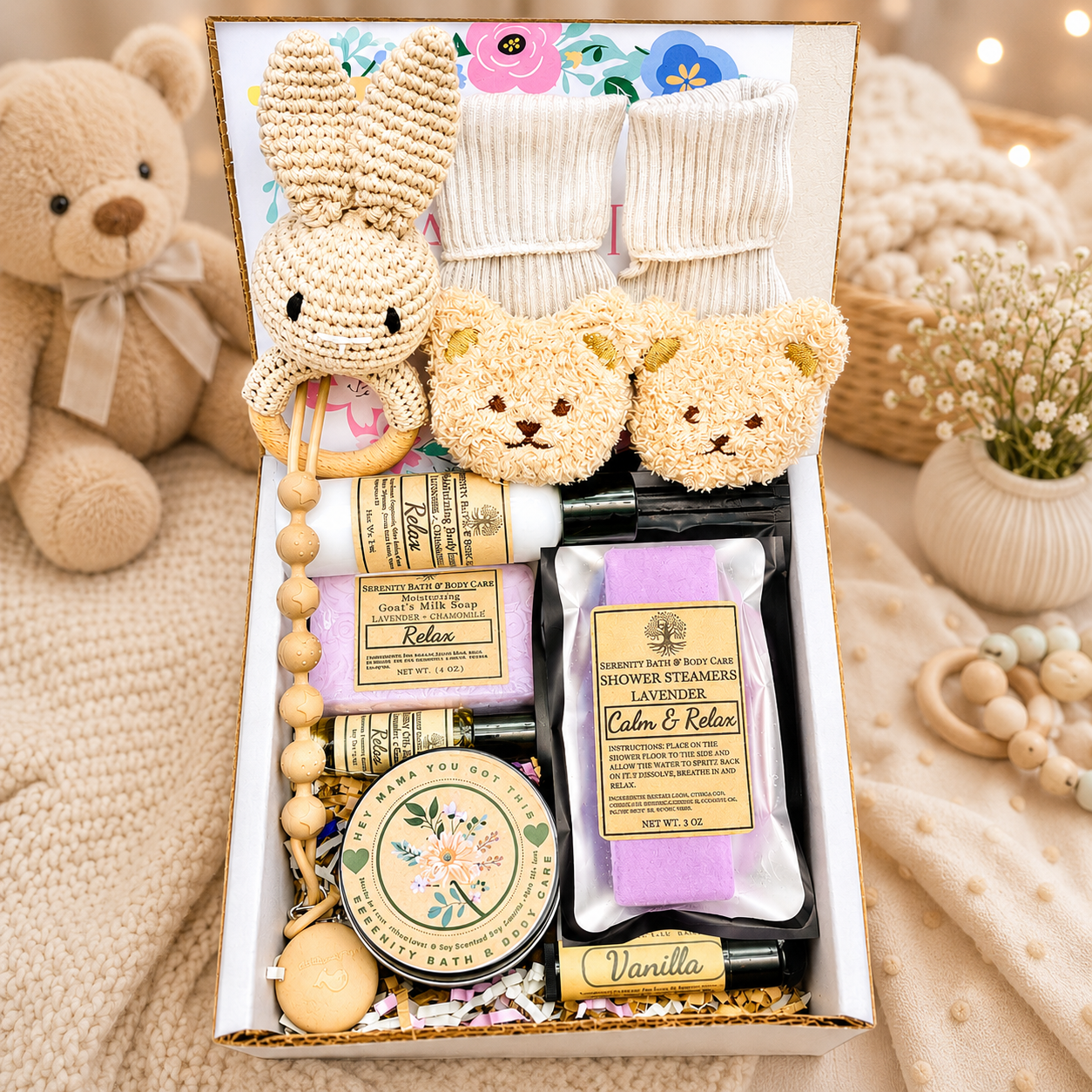 New Mom and New Baby Spa Gift Box, Self Care Package for Her, New Parents Gift Basket, New Mom Gift Basket, Congrats New Mom Gift