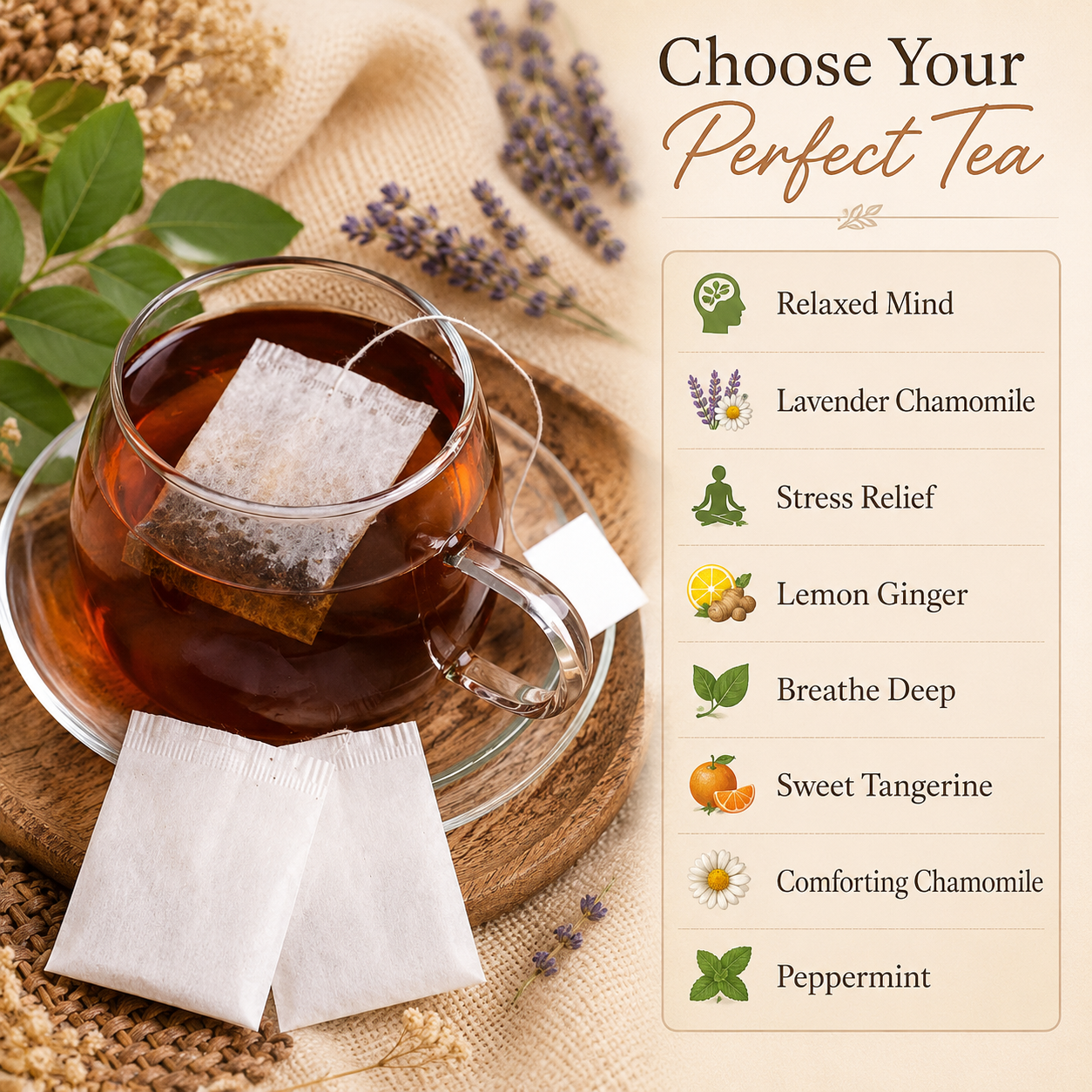 Natural Herbal Tea or Hot Chocolate