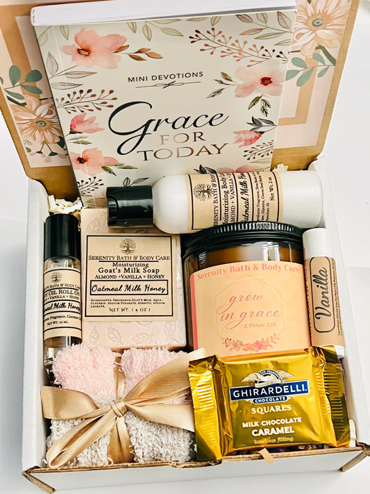 Christian Devotional Gift Box for Women – Grace for Today Devotional, Self Care Spa Box, Bible Verse Gift, Encouragement, Birthday, Get Well, Thinking of You