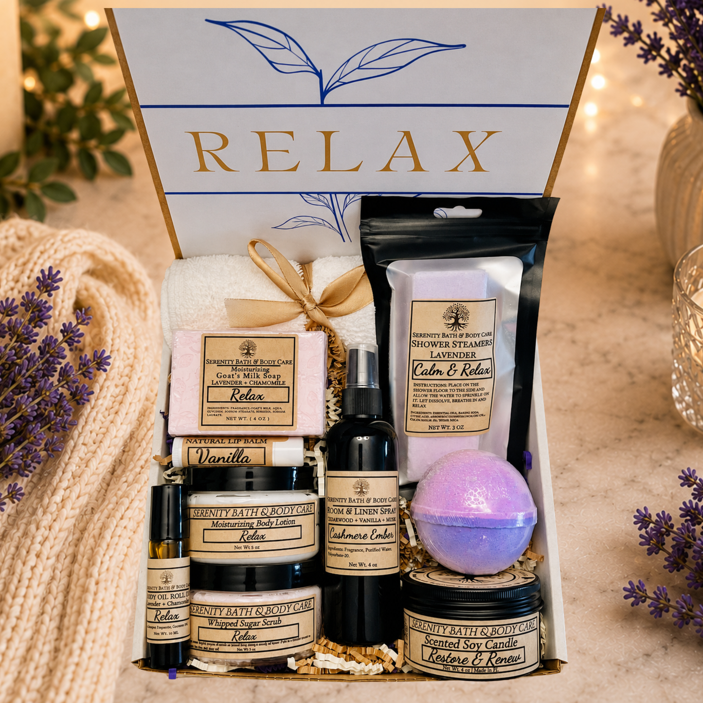 Luxury Relax Gift Box for Women –  Deluxe Gift Set for Birthday, Christmas, Thinking of You, Thank you, & Self Care Gift for Her