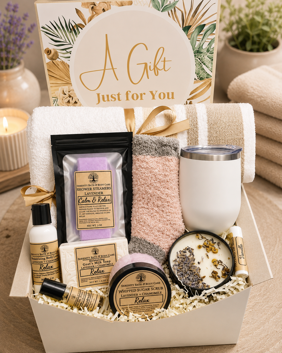 Relaxation Spa Gift Box for Women, Self Care Gift Basket, Birthday Gift for Her, Thinking of You Gift, Get Well Soon Gift, Thank You Gift, Stress Relief Care Package