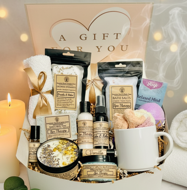 Deluxe Spa Gift Box for Women – Luxury Self-Care Basket with Cozy Blanket, Candle, Bath Essentials, Birthday, Sympathy & Get Well Gift