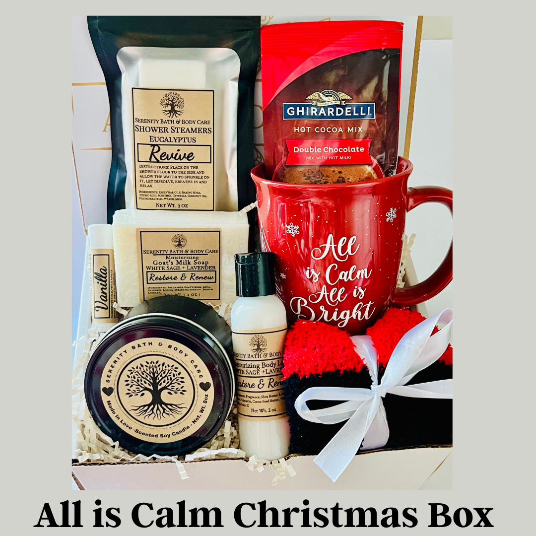 Christmas Gift Box for Women – Cozy Holiday Spa Gift, Comfort Christmas Box, Merry & Bright, All is Calm, Self Care Gift Set, Relaxation Set